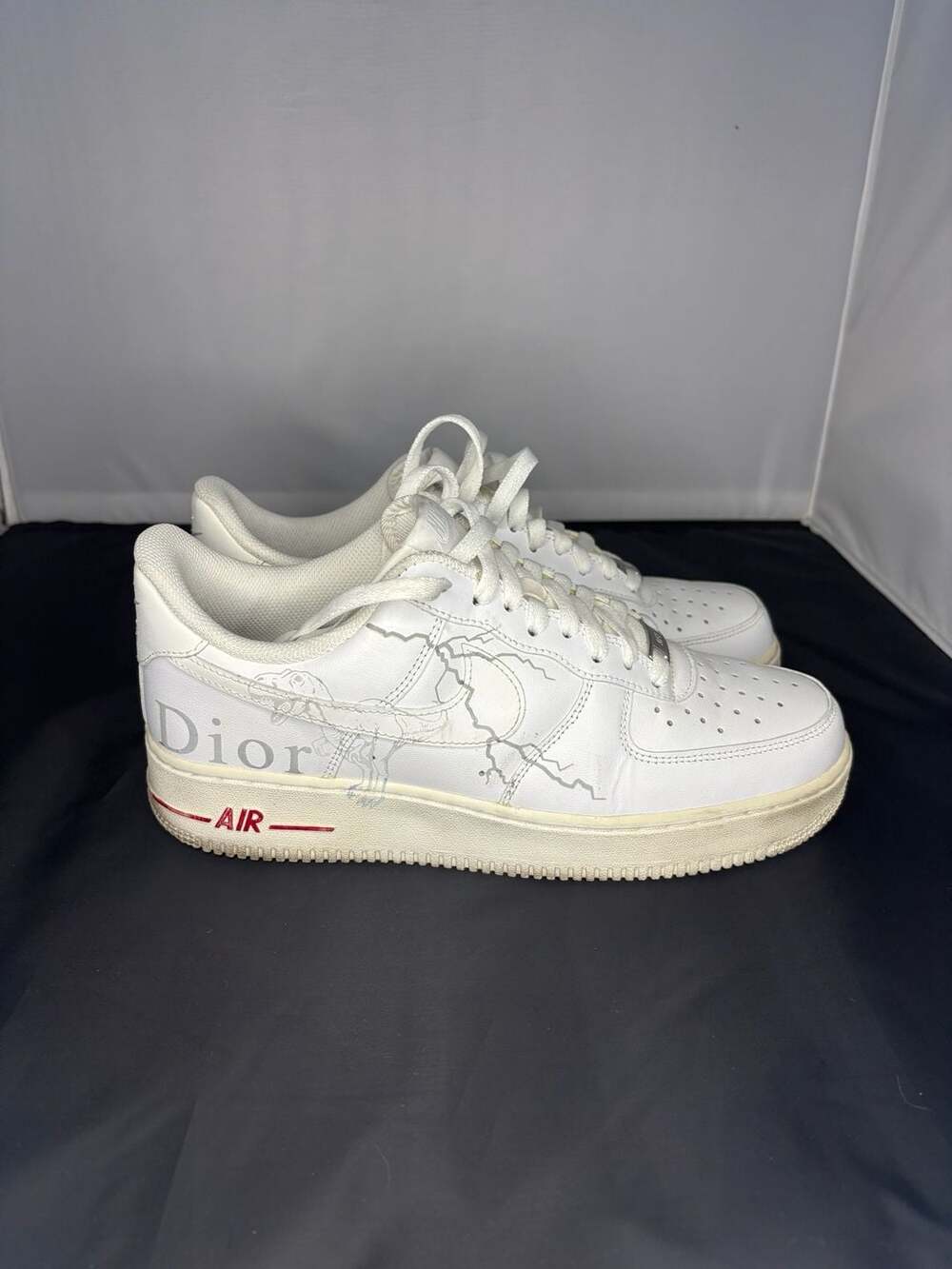 Nike Air Force 1 Low Custom 'Dior' White with Dinosaur Design